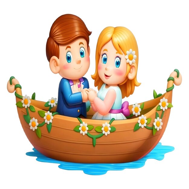 Cute Couple Are Posing On Boat