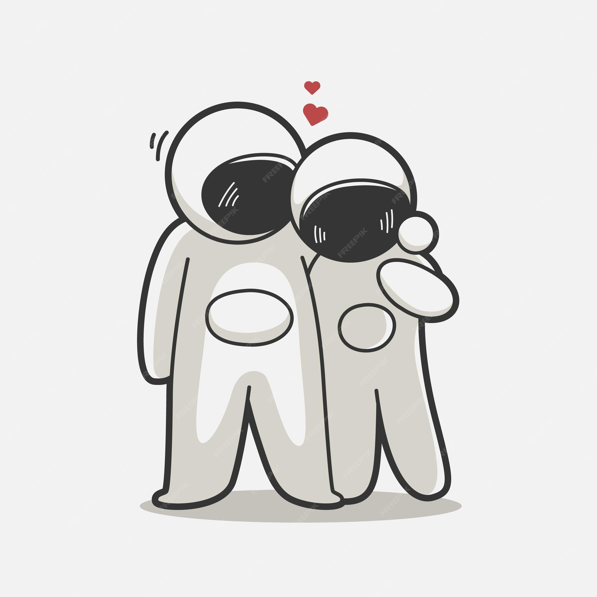 Premium Vector  Cute couple astronauts hug art illustrations