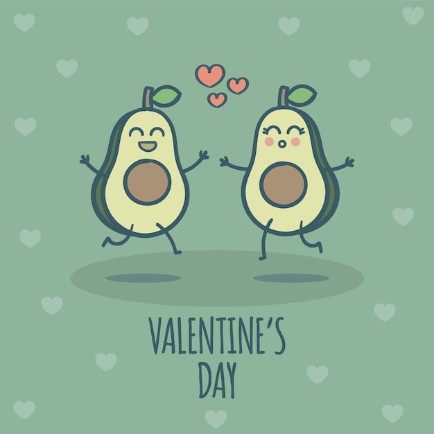 Cute couple avocados in love