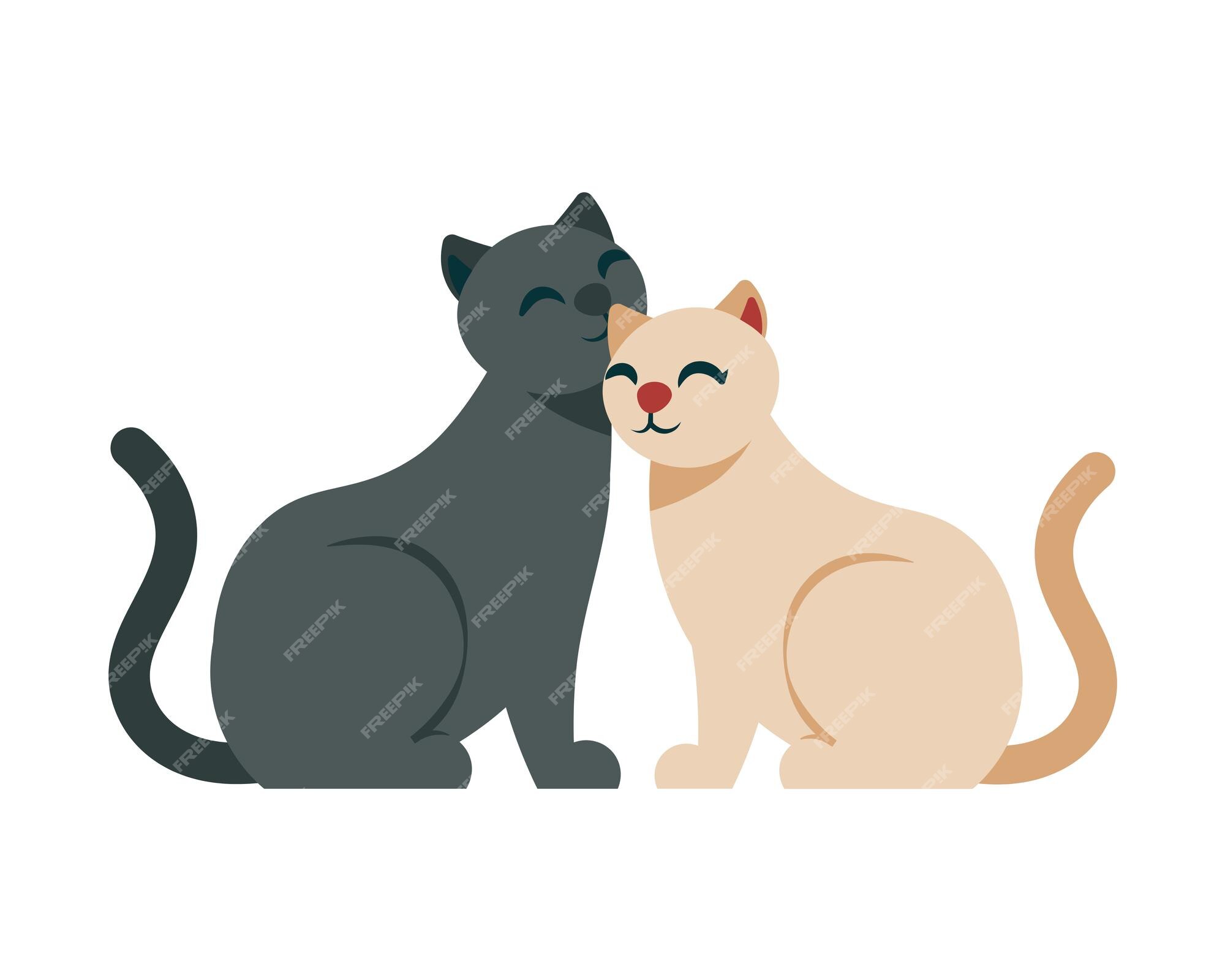 Cats in love on white background Royalty Free Vector Image