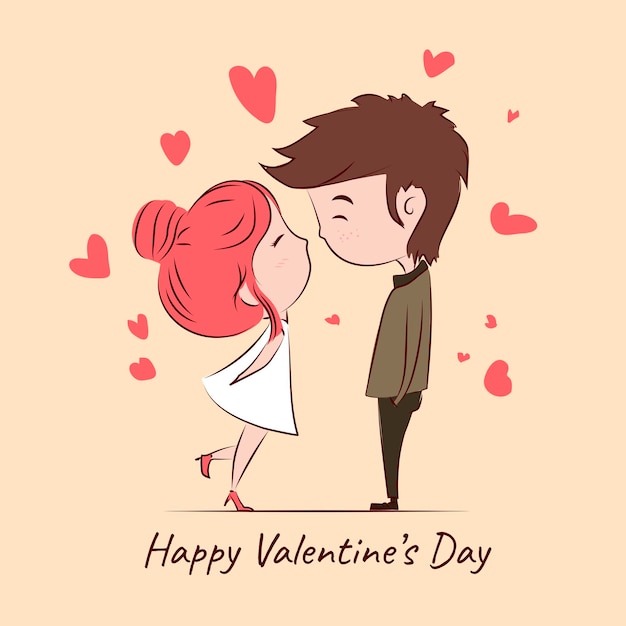 Cute couple embracing, staring into each other's eyes. Hug. Kiss. Flat vector illustration.