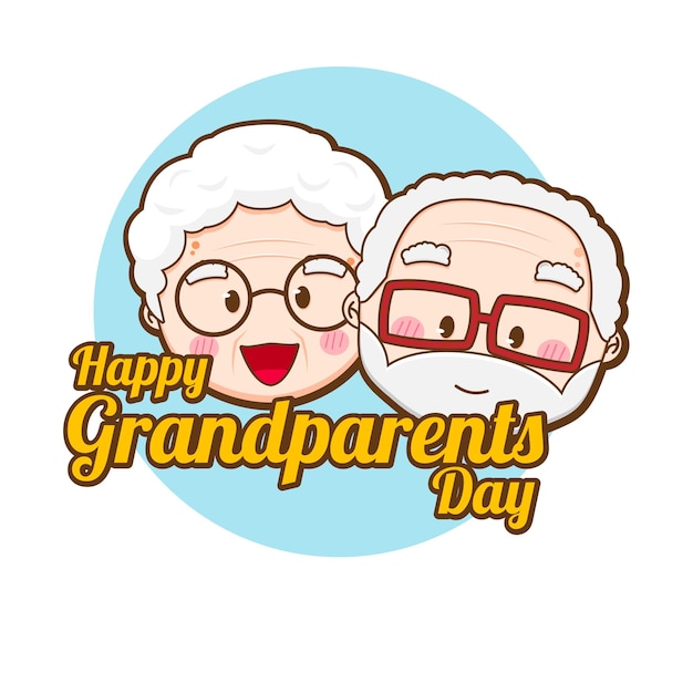 Vector cute couple grandparents greetings on grandparents day