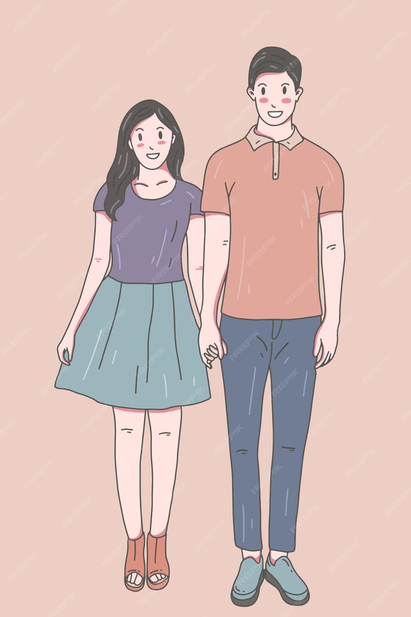 Premium Vector  Cute couple happy love together boyfriend and