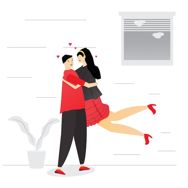 Vector cute couple hugging