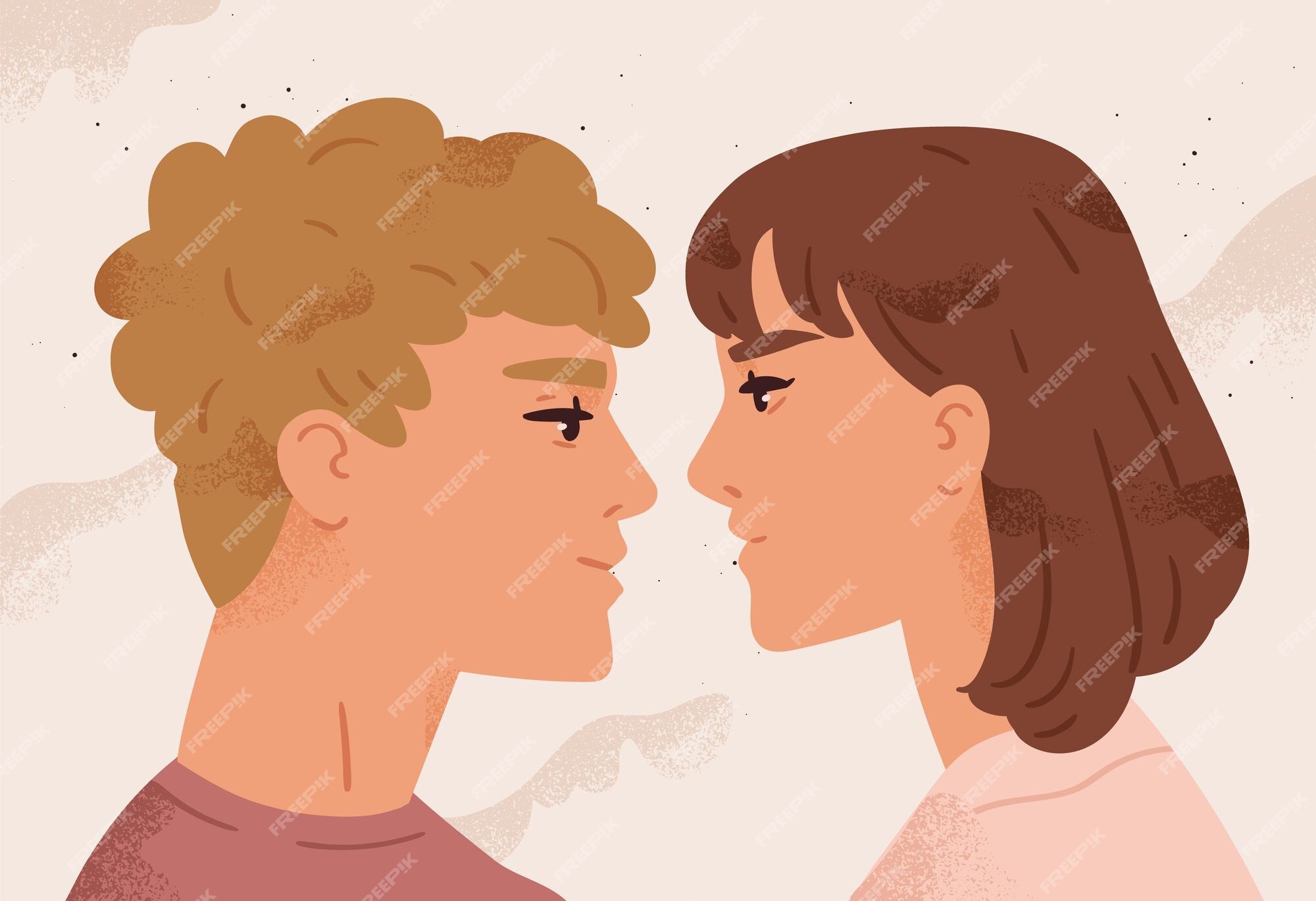 Premium Vector Love couple looking at each other. romantic