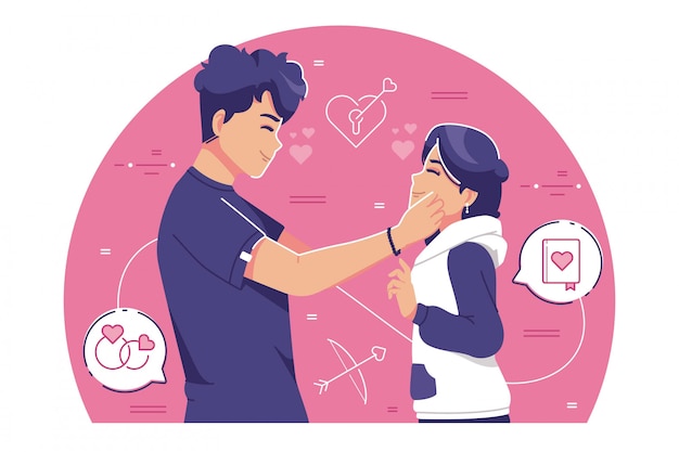 Cute couple in love illustration