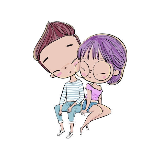 Cute Couple Illustration Valentine Event Anime Stock Illustration  1897354918