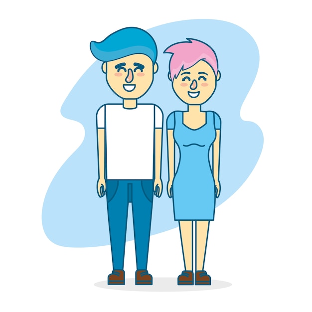 cute couple with hairsty design and clothes