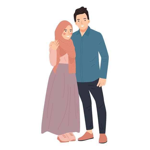 Cute couple young man and woman cartoon 