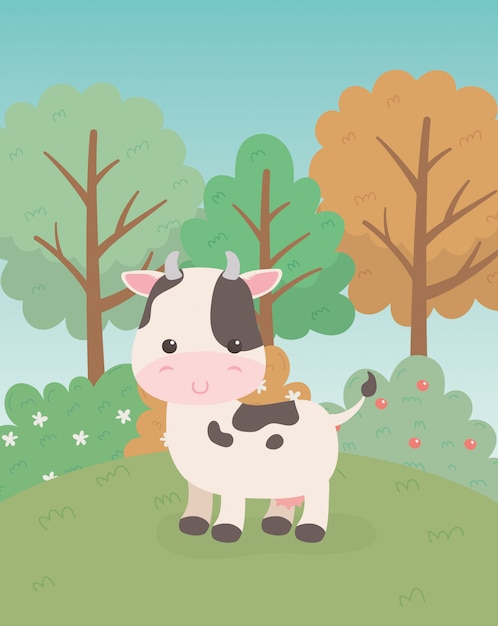 Cute cow animal farm character