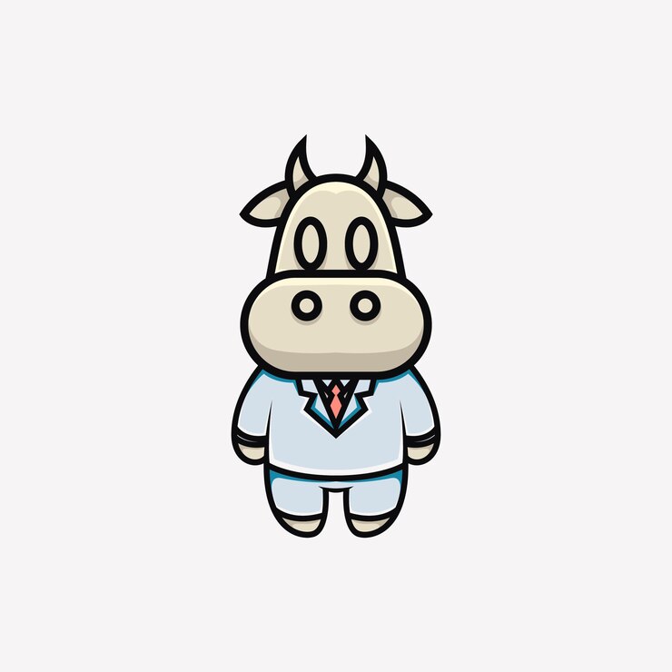Vector 귀여운 암소 사업가 만화 일러스트 레이션