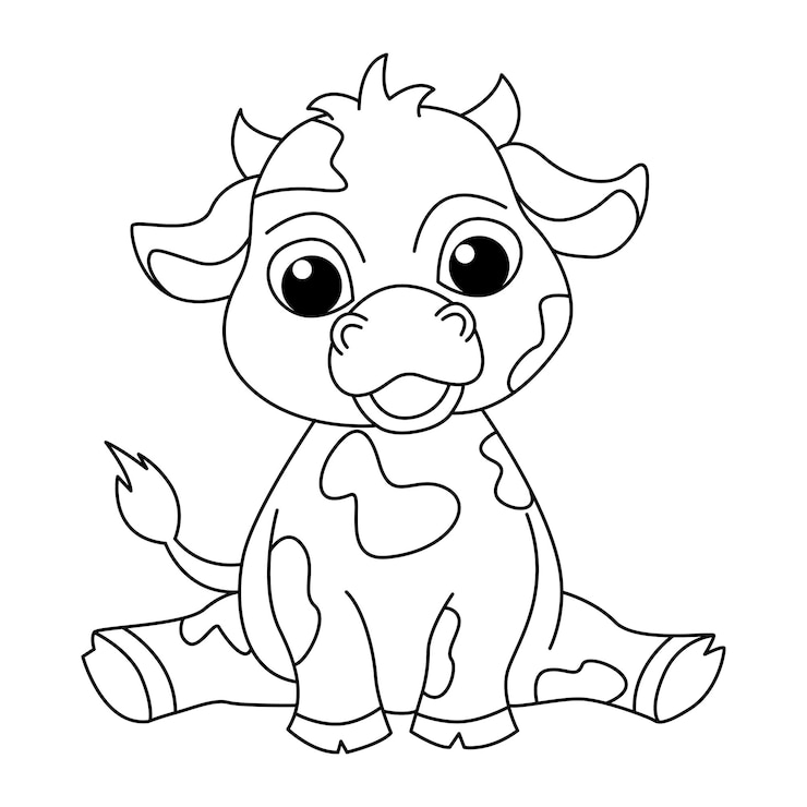 Premium Vector | Cute cow cartoon coloring page illustration vector For