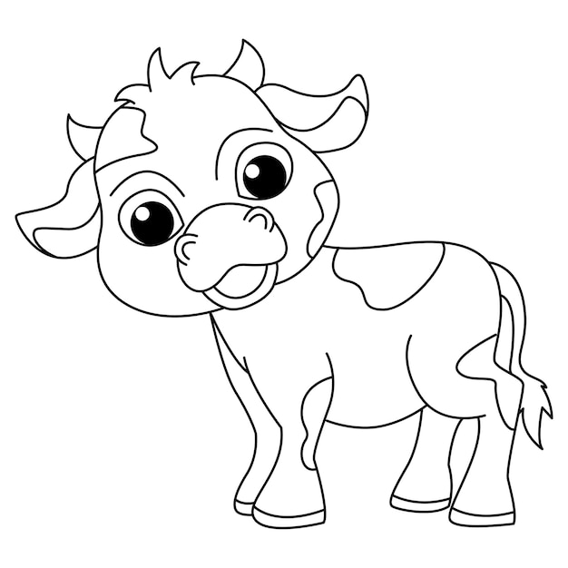 Cute cow cartoon coloring page illustration vector For kids coloring book