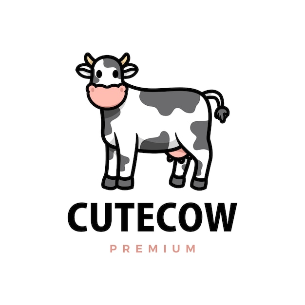 Cute cow cartoon logo  icon illustration