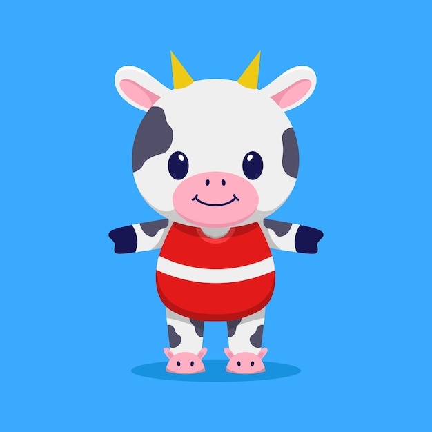 Cute Cow Cartoon Vector Illustration