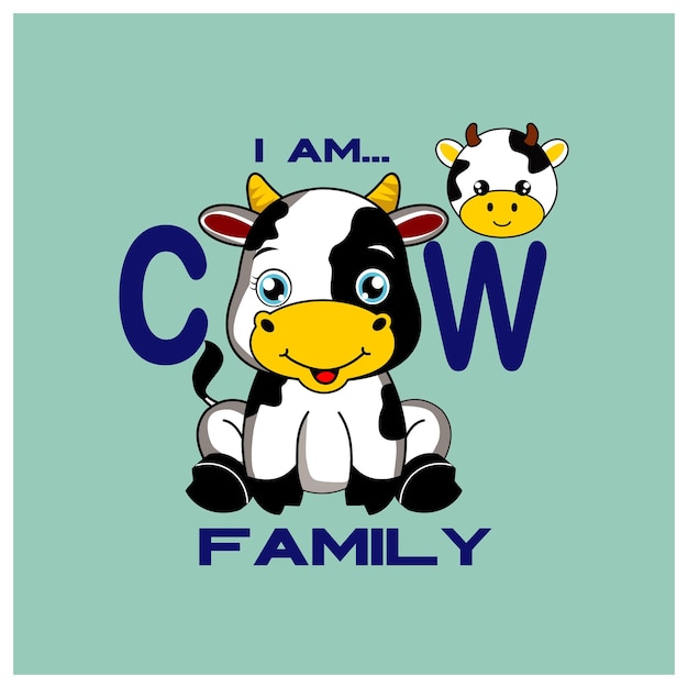 Vector cute cow cartoon vector illustration