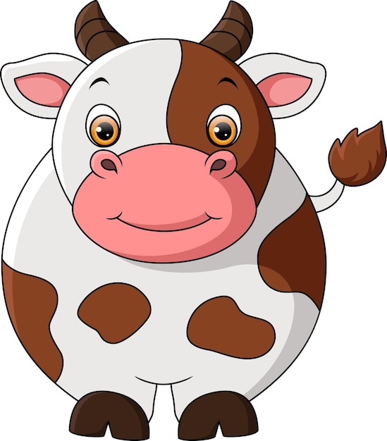 Vector cute cow cartoon on white background