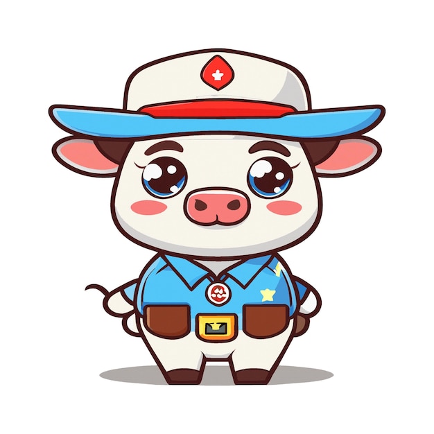 Simpatica grafica clipart con personaggio di mucca che indossa un cowboy 325