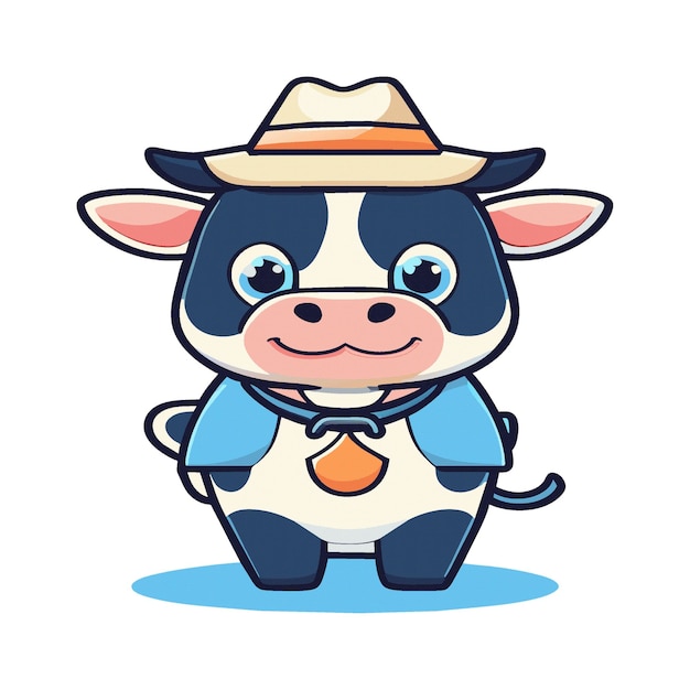 cute cow character clipart artwork wearing a cowboy 350