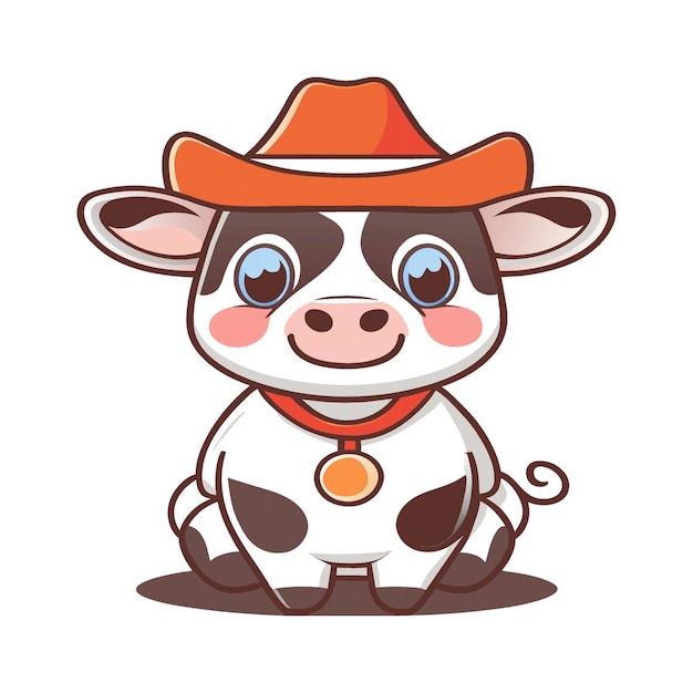 cute cow character clipart artwork wearing a cowboy 368