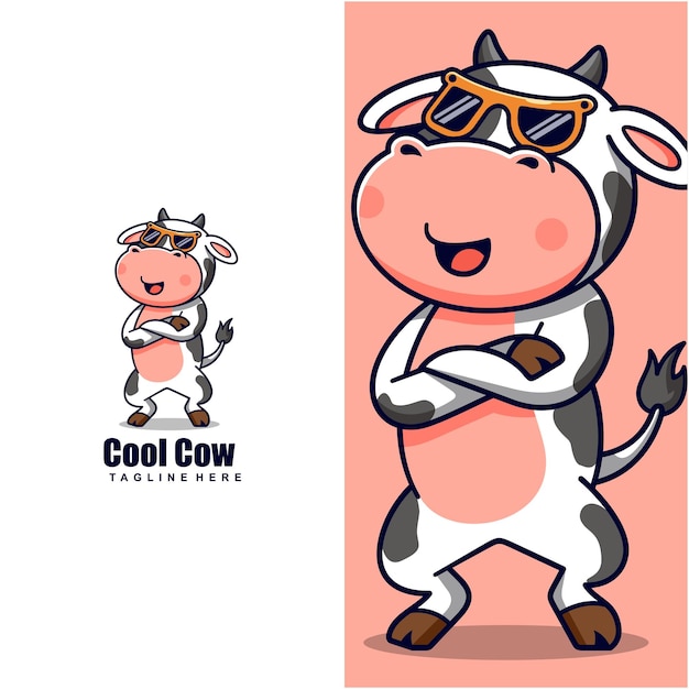 Cute cow character mascot design