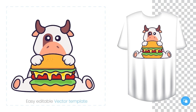 かわいい牛のキャラクター。 tシャツ、スウェットシャツ、携帯電話用ケース、お土産にプリント。