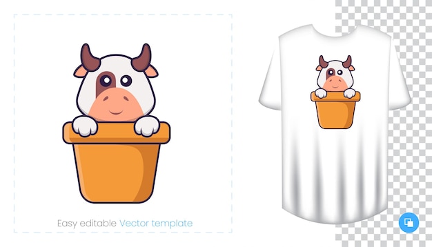 Cute cow character. prints on t-shirts, sweatshirts, cases for mobile phones, souvenirs.