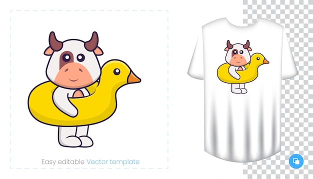 Cute cow character. prints on t-shirts, sweatshirts, cases for mobile phones, souvenirs.