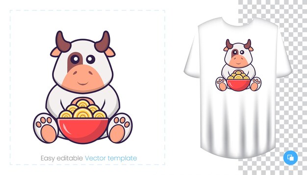 cute cow character. prints on t-shirts, sweatshirts, cases for mobile phones, souvenirs.