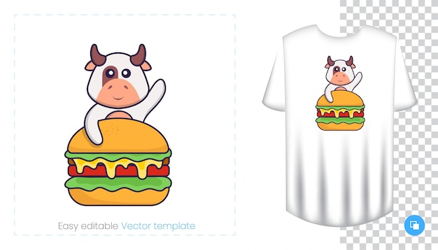 Cute cow character. prints on t-shirts, sweatshirts, cases for mobile phones, souvenirs.