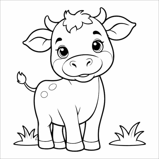 Вектор Книжка-раскраска с милой коровой для детей