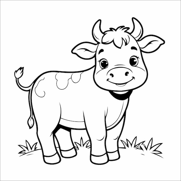 Vector cute cow coloring page for children