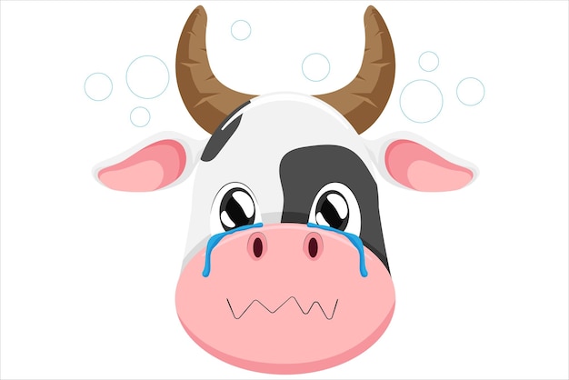 Vector cute cow expression sticker design