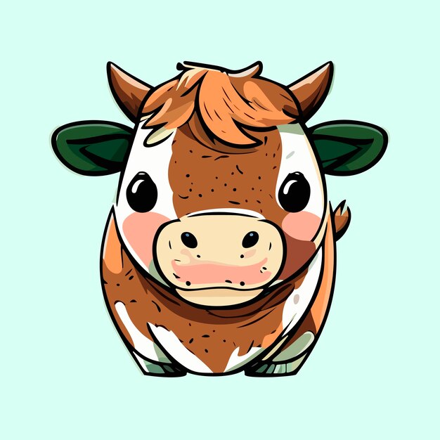 Vector cute cow farm illustration