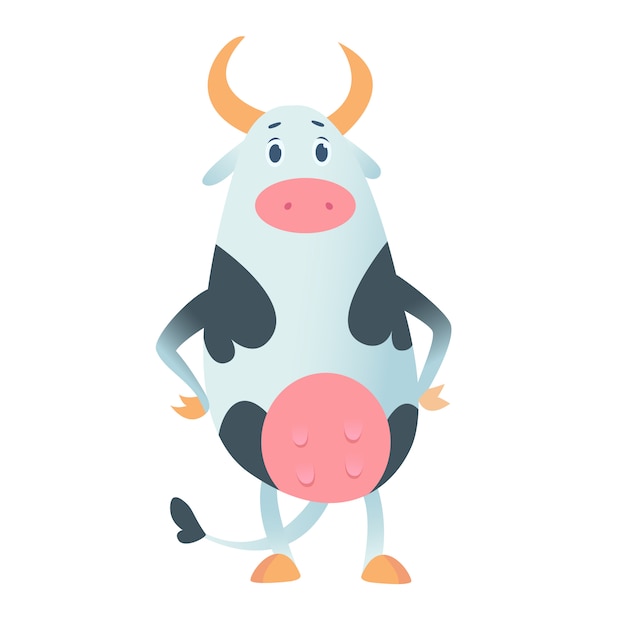 Cute cow in flat style isolated on white background