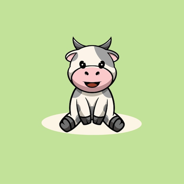 Vector cute cow full body smiling face cartoon illustration