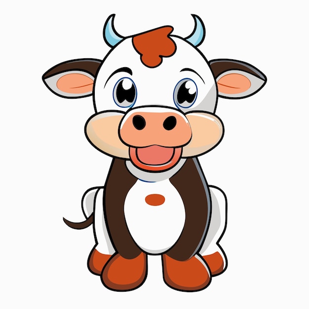 Cute cow hand drawn flat stylish cartoon sticker icon concept isolated illustration