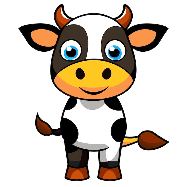 Cute cow hand drawn flat stylish cartoon sticker icon concept isolated illustration