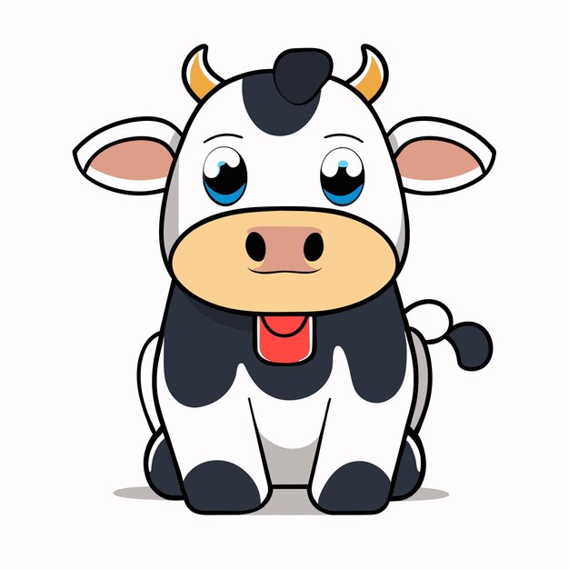 Cute cow hand drawn flat stylish cartoon sticker icon concept isolated illustration