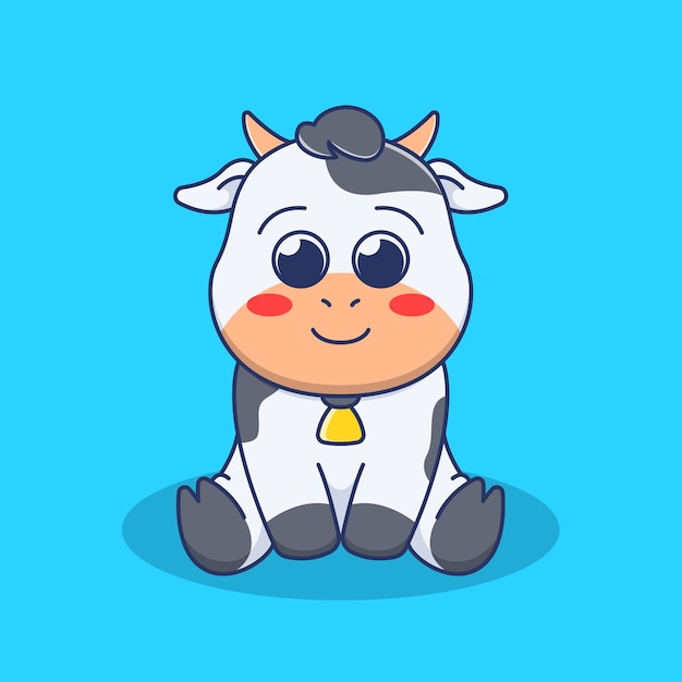 Cute cow illustration in flat design