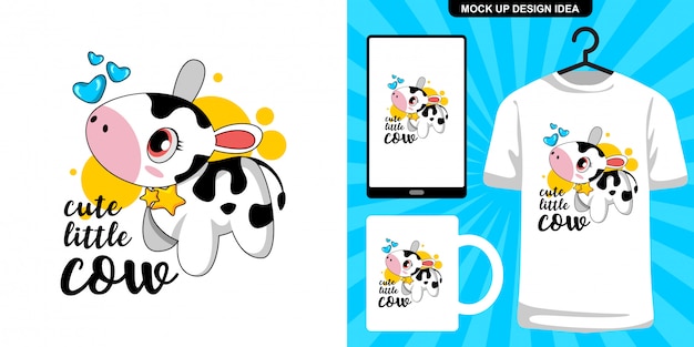 cute cow illustration and merchandising