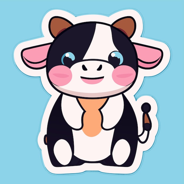 Vector cute cow kawaii hand drawn cartoon sticker icon concept isolated illustration