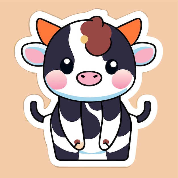 Cute cow kawaii hand drawn cartoon sticker icon concept isolated illustration