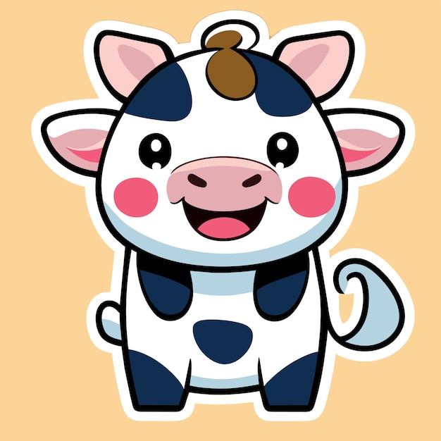 Vector cute cow kawaii hand drawn cartoon sticker icon concept isolated illustration