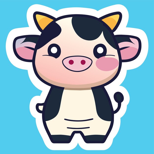 Cute cow kawaii hand drawn cartoon sticker icon concept isolated illustration