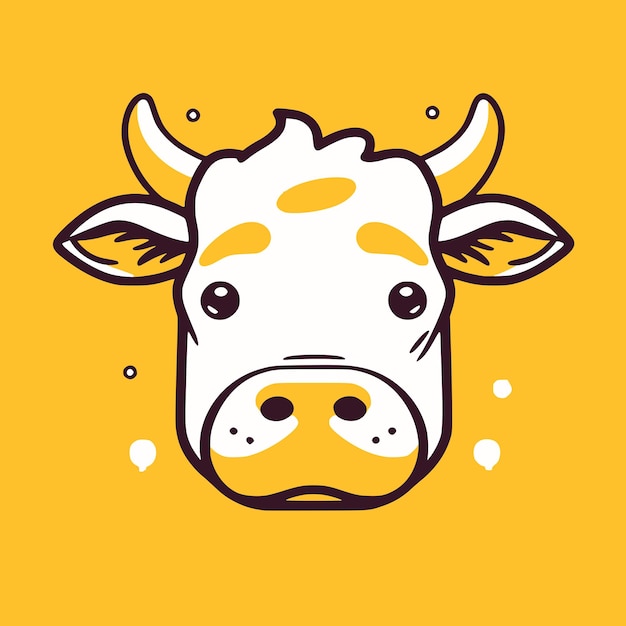 Vector cute cow logo farm vector simple