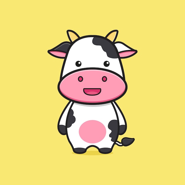 Cute cow mascot character cartoon icon illustration. Design isolated flat cartoon style