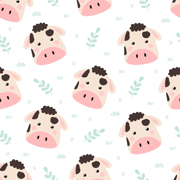 Cute cow seamless pattern