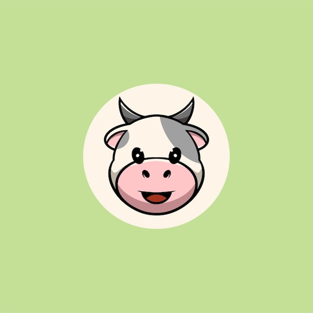 Cute cow smiling face cartoon illustration