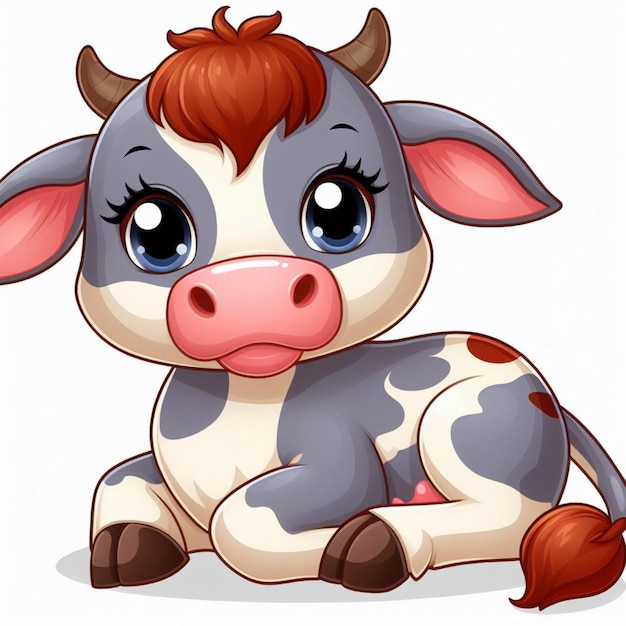 カートゥーンイラストの可愛い牛ベクトル